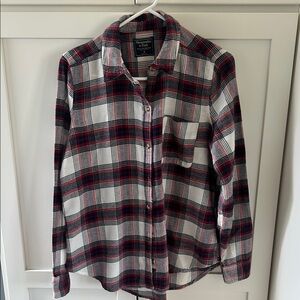 Abercrombie & Fitch Red and Black Plaid Button-Up Shirt